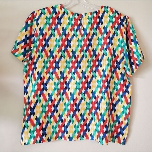 BEDFORD FAIR Lifestyle Women's 100% Silk Top Multicolor Size Large - Picture 2 of 4